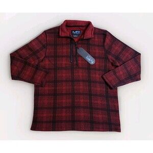 Mack Russo Red Black Plaid Fleece Zip Pullover Men's Size Large Lumberjack New